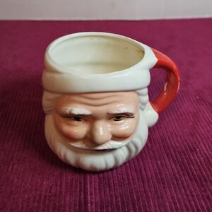 Vintage Smiling Santa Clause Cup/Mug 3"  Eyes Open Not Winking